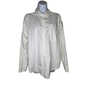 American Eagle White Button Down Shirt M Long Sleeve Casual